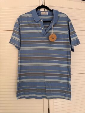 Vintage Baleno Men's Blue Striped Polo Shirt 0022